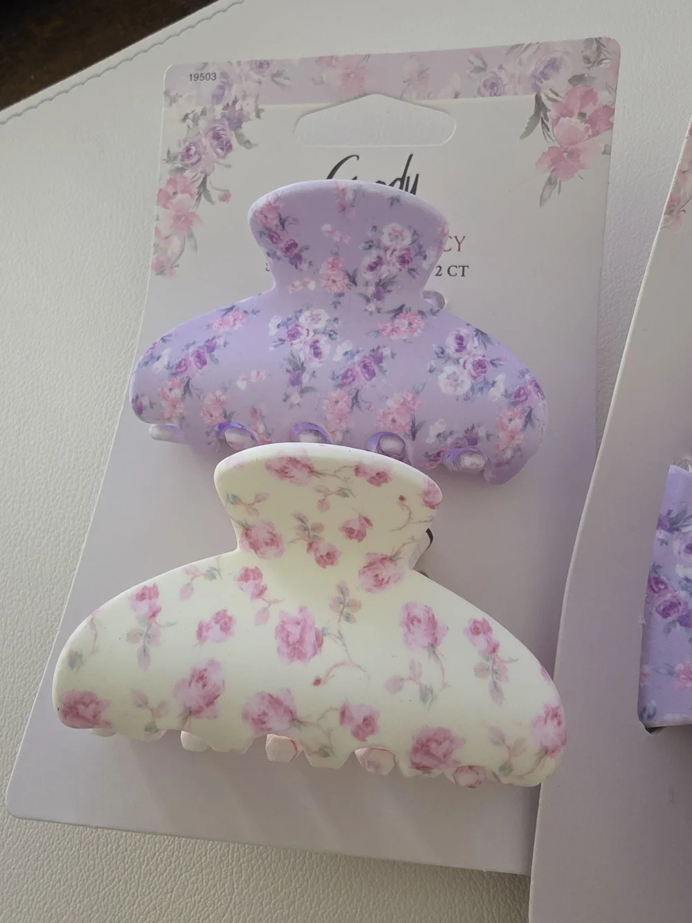 LoveShackFancy Floral Claw Clip Set in Purple & Cream Bundle
